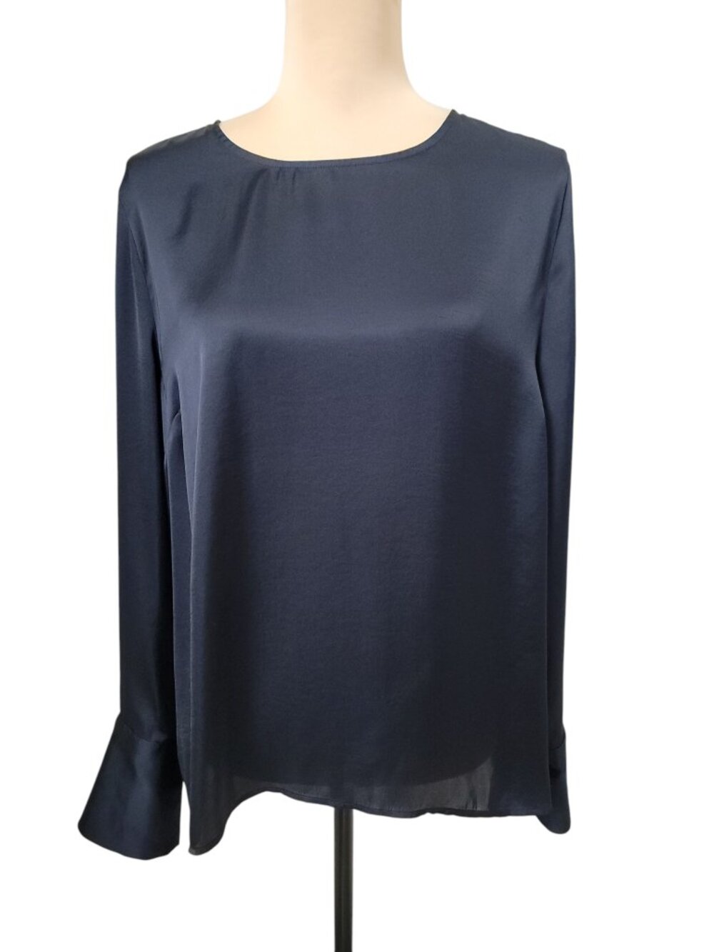 Chelsea 26 Size XL Navy Blue "Navy Night" Satin Long Sleeve w/French Cuff Blouse